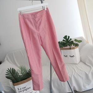 Wayf Pants - NWOT WAYF Pink Striped Piper High Waist Crop Pants Wayf Pants - NWOT WAYF Pink Striped Piper High Waist Crop Pants